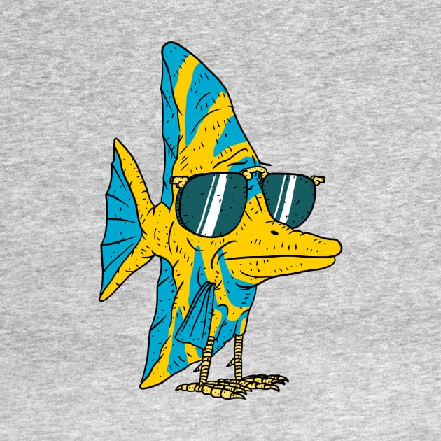 chicken fish friend. a fish with sunglasses. confused evolution. by JJadx